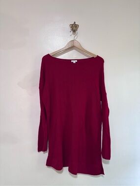 J. Jill 100% Merino Wool Boatneck Tunic Sweater - Red L